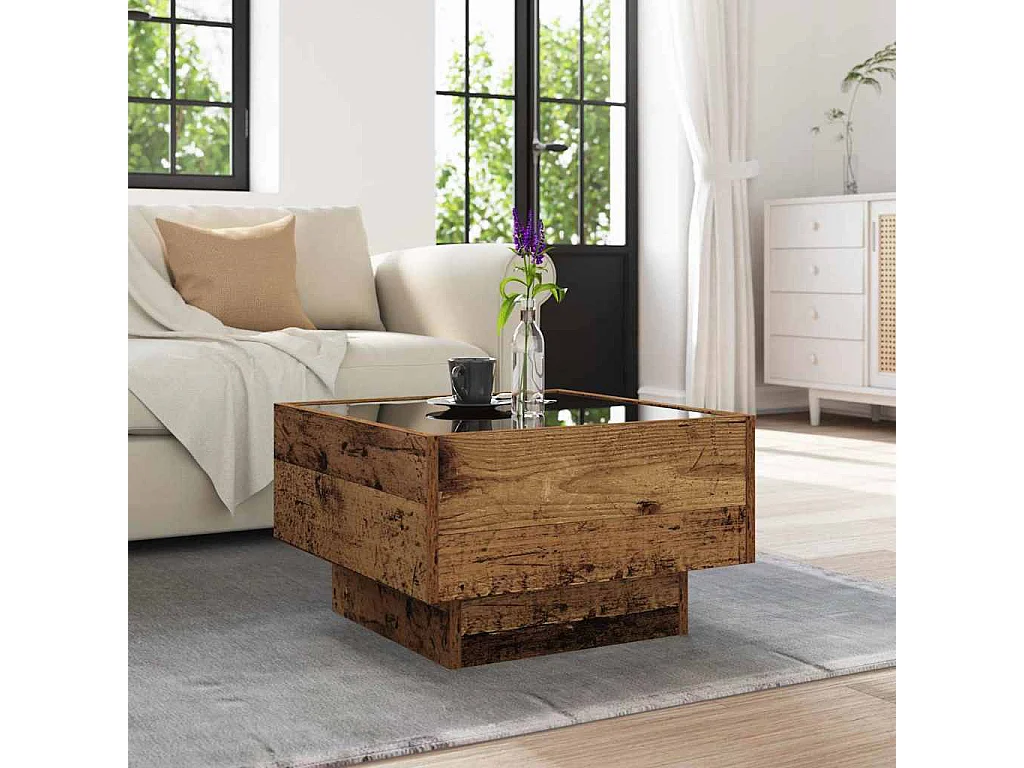 Tavolino da caffè in legno antico 50 x 50 x 30 cm Legno ingegnerizzato