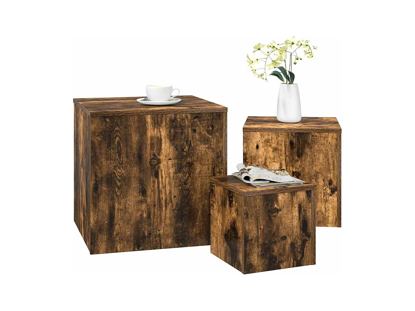 stuks bijzettafels gerookt eikenhout