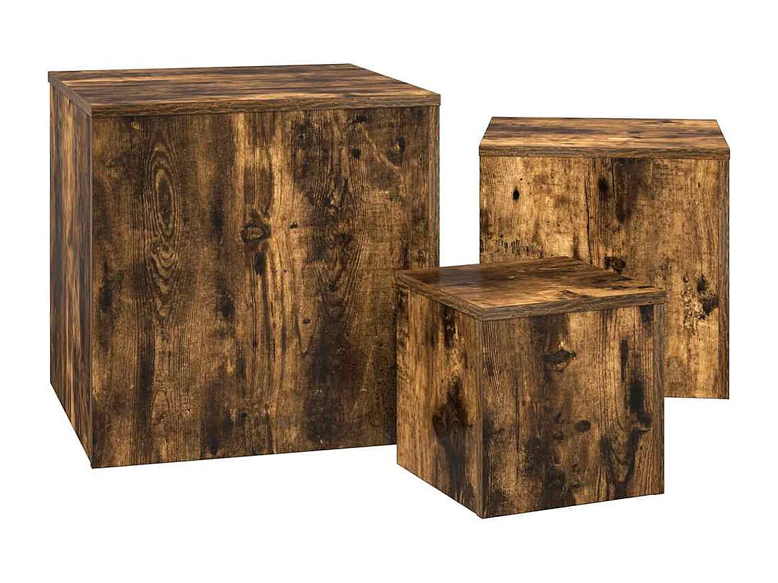 Tables d'appoint 3 pcs Chêne fumé Bois d'ingénierie