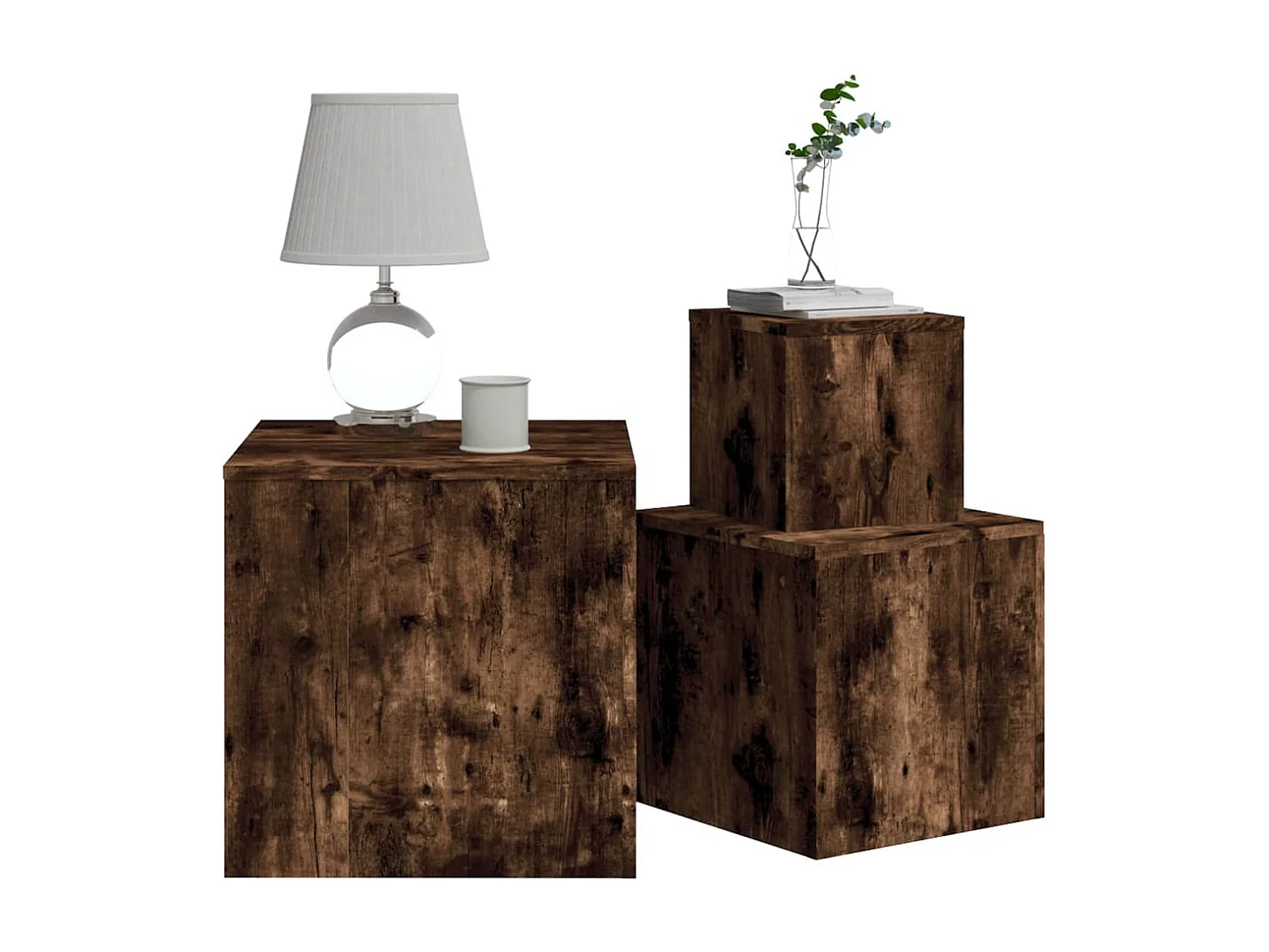 Tables d'appoint 3 pcs Chêne fumé Bois d'ingénierie