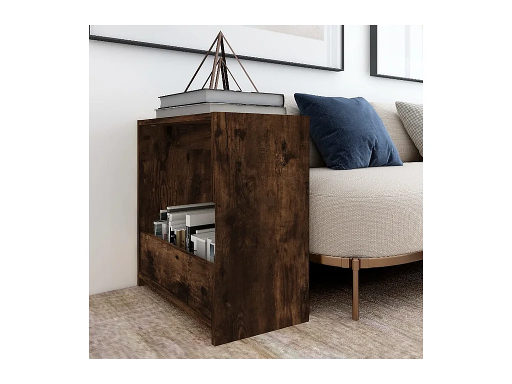 Tavolino laterale in rovere affumicato 50x26x50 cm in legno ingegnerizzato