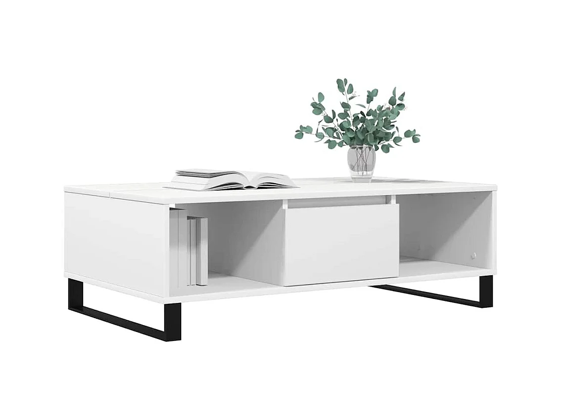 Table basse blanc 104x60x35 cm bois d'ingénierie