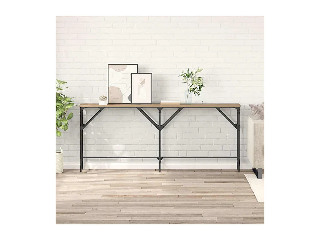 Tavolo consolle in rovere fatto a mano 180 x 29 x 75 cm
