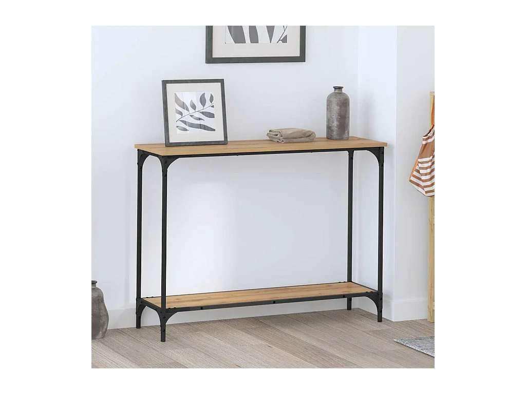 Table console avec étagère chêne artisanal 101 x 30.5 x 75 cm
