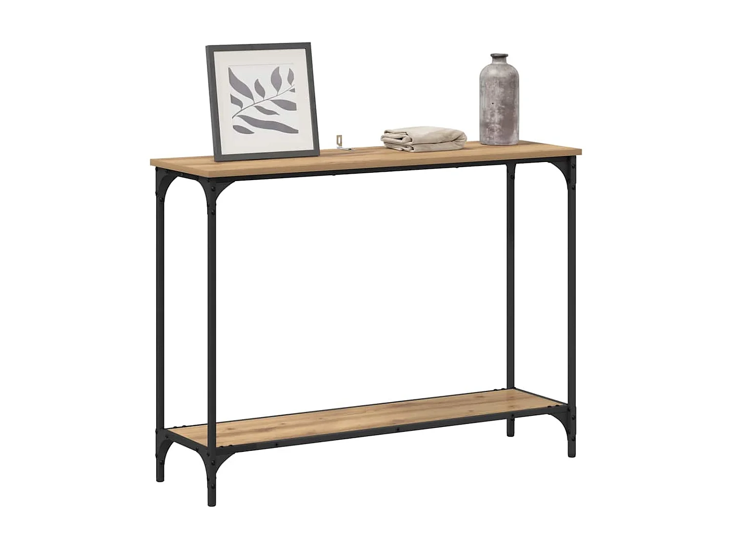 Table console avec étagère chêne artisanal 101 x 30.5 x 75 cm