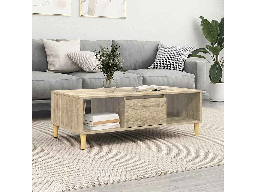 Mesa de centro de roble Sonoma 103,5 x 60 x 35 cm Madera de ingeniería