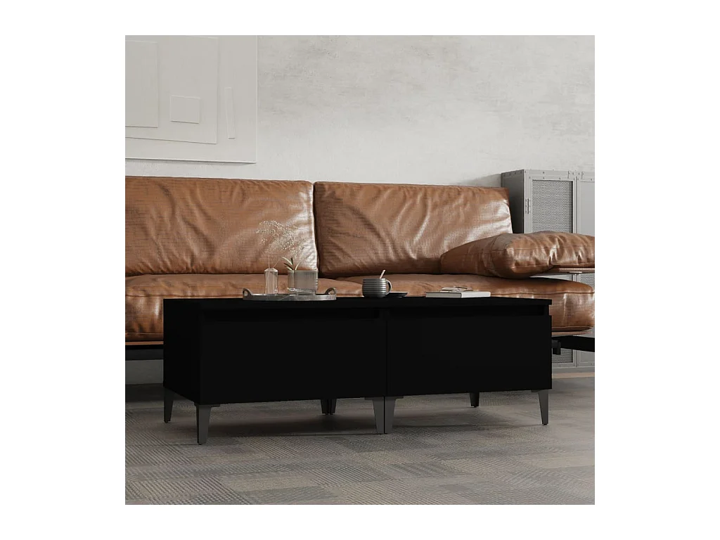 Tables d'appoint 2 pcs Noir 50x46x35 cm Bois d'ingénierie