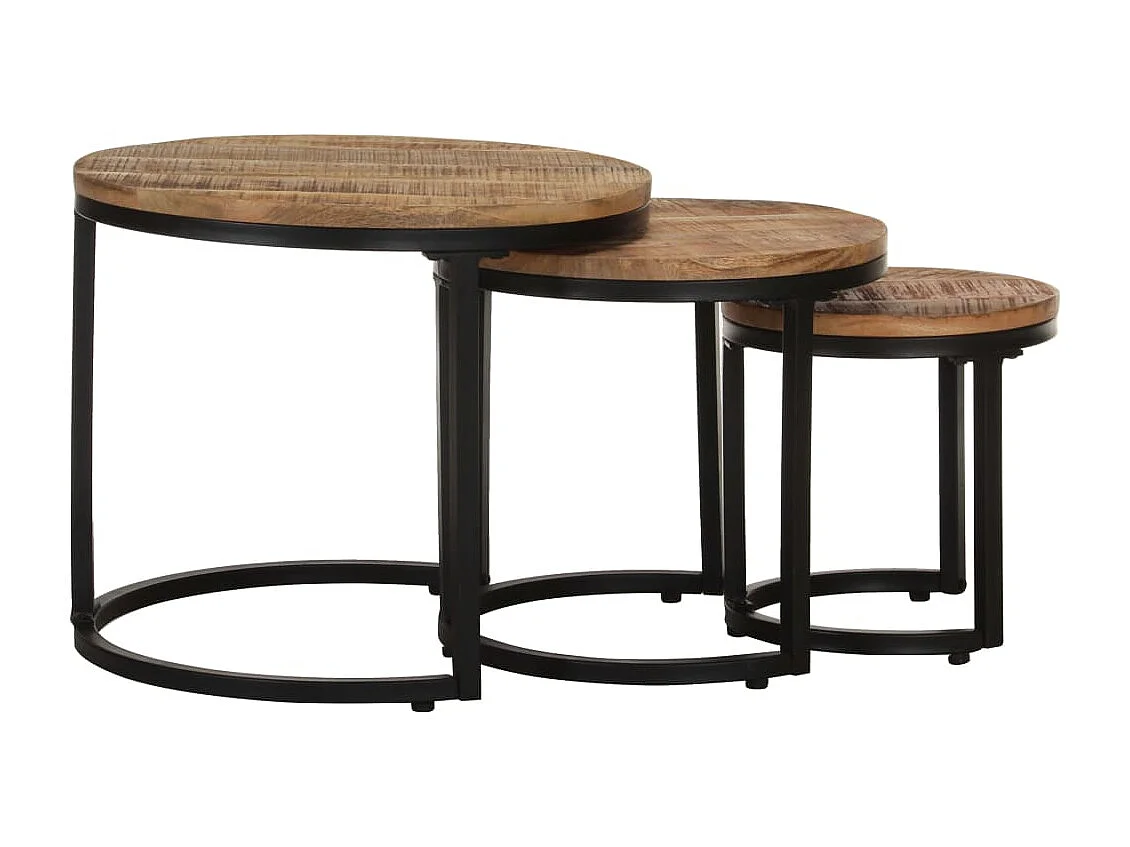 mesas auxiliares de madera de mango rugoso