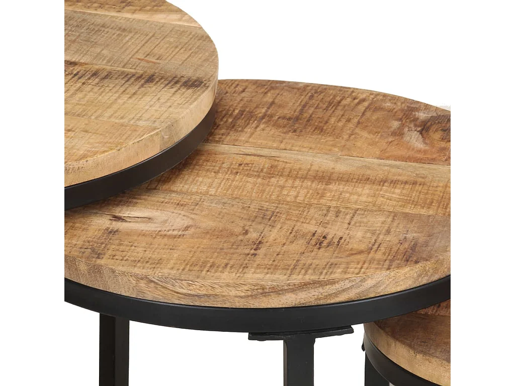 mesas auxiliares de madera de mango rugoso