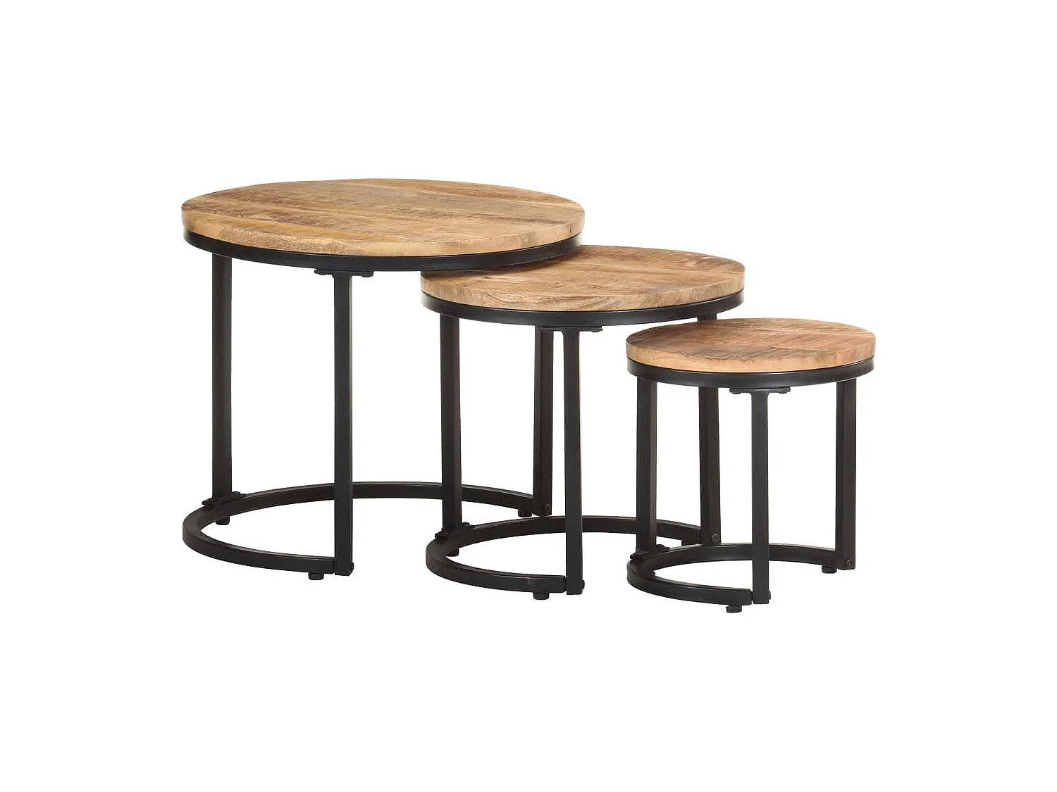 mesas auxiliares de madera de mango rugoso