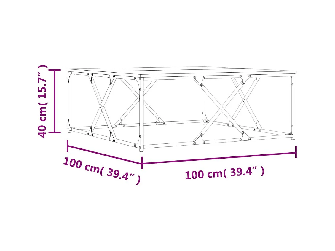 Tavolino Sonoma grigio 100x100x40 cm in legno ingegnerizzato
