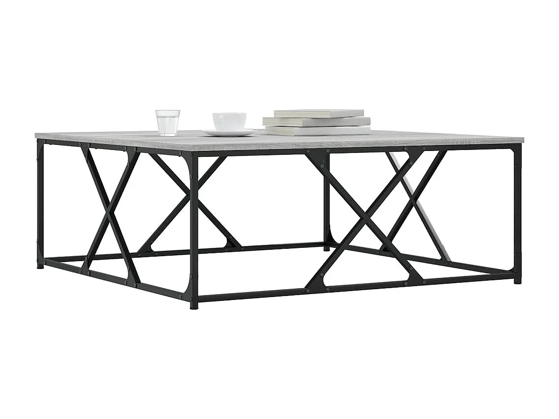 Table basse sonoma gris 100x100x40 cm bois d'ingénierie