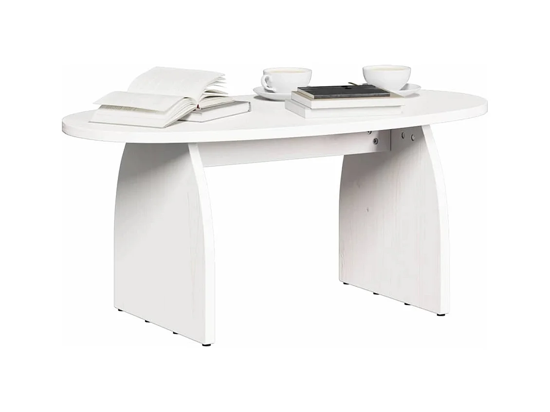 Table basse Blanc 80 x 40 x 35 cm Bois massif en pin
