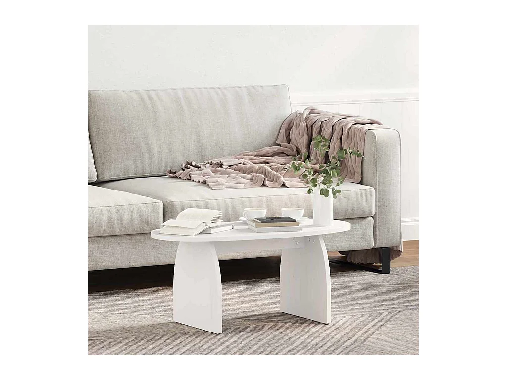 Table basse Blanc 80 x 40 x 35 cm Bois massif en pin
