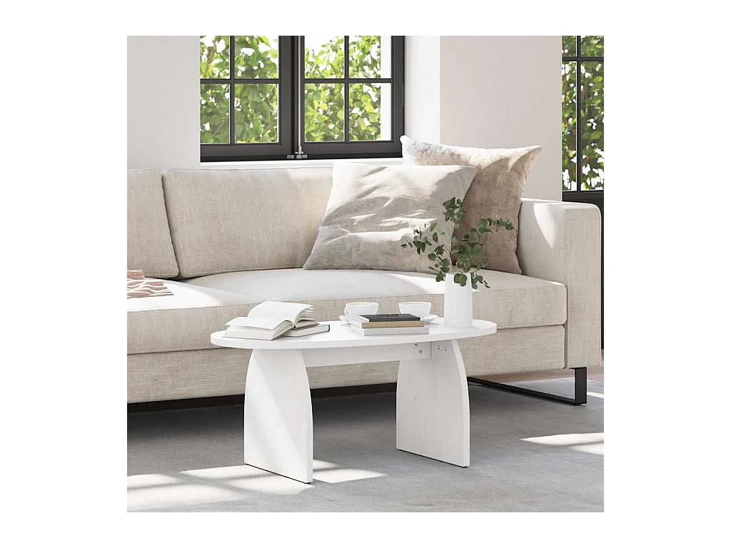 Table basse Blanc 80 x 40 x 35 cm Bois massif en pin