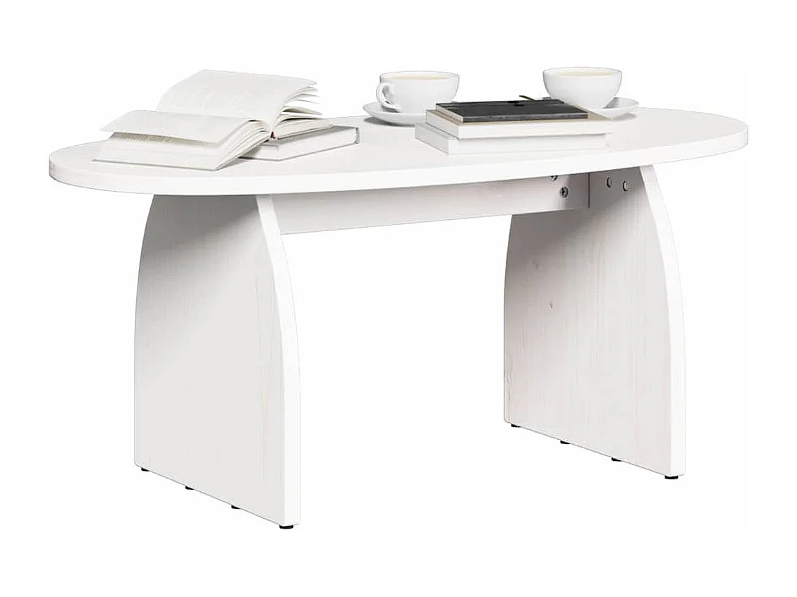 Table basse Blanc 80 x 40 x 35 cm Bois massif en pin