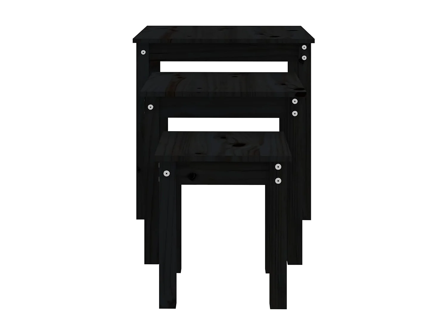 Tables gigognes 3 pcs Noir Bois de pin massif