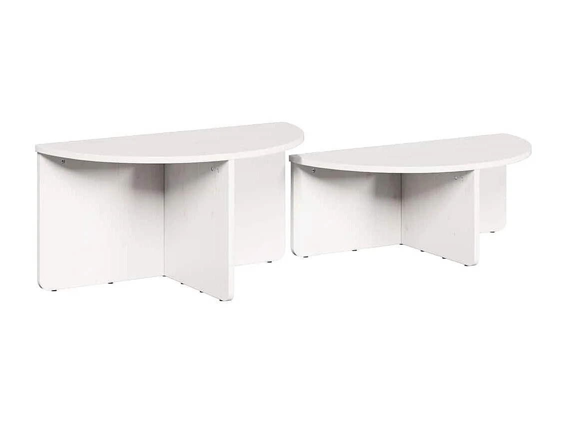 Tavolino da caffè 2 pezzi Bianco 79 x 39,5 x 40 cm Legno massello di pino