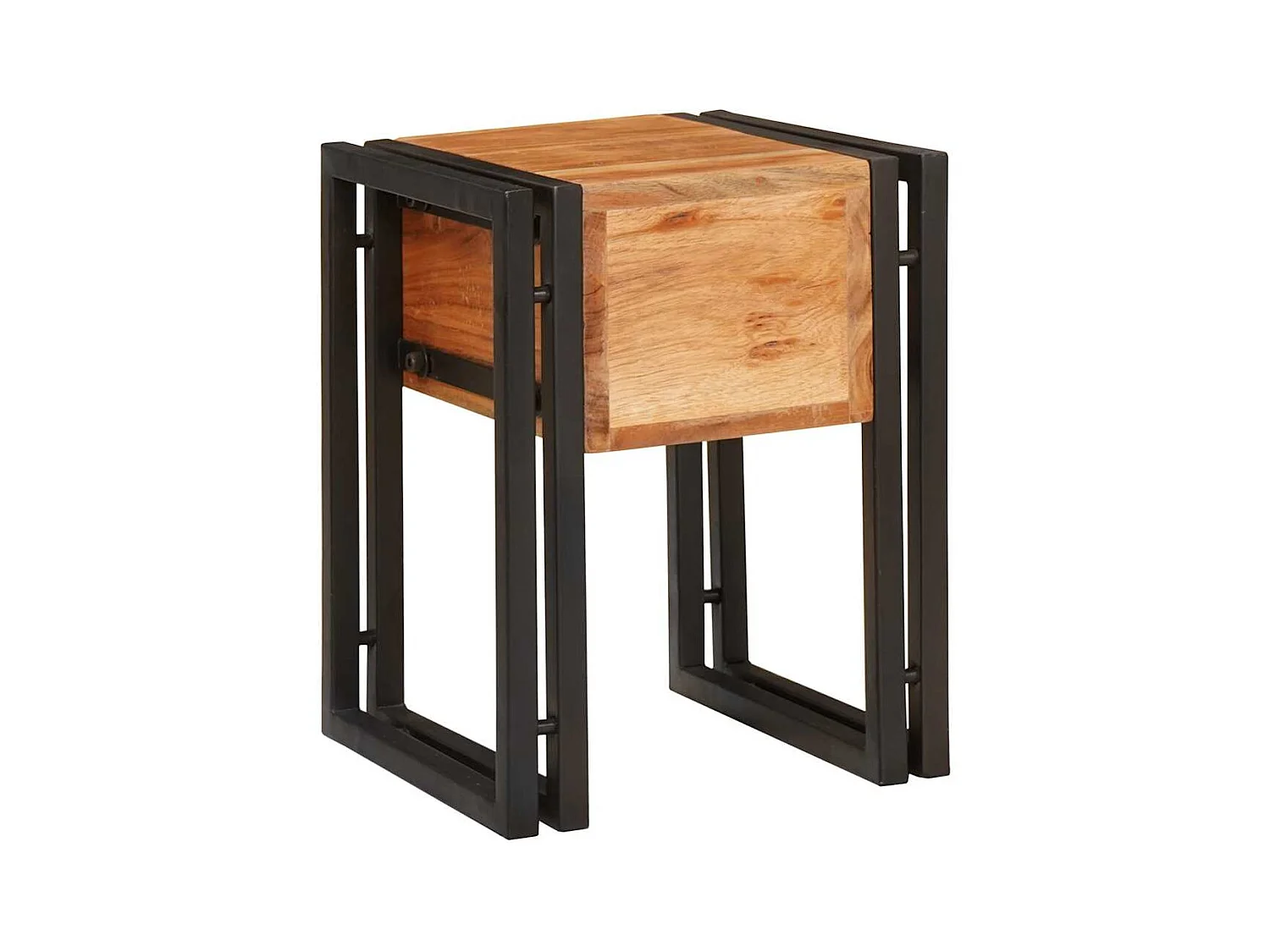 Tavolino laterale 30 x 30 x 40 cm Legno massello di acacia e metallo