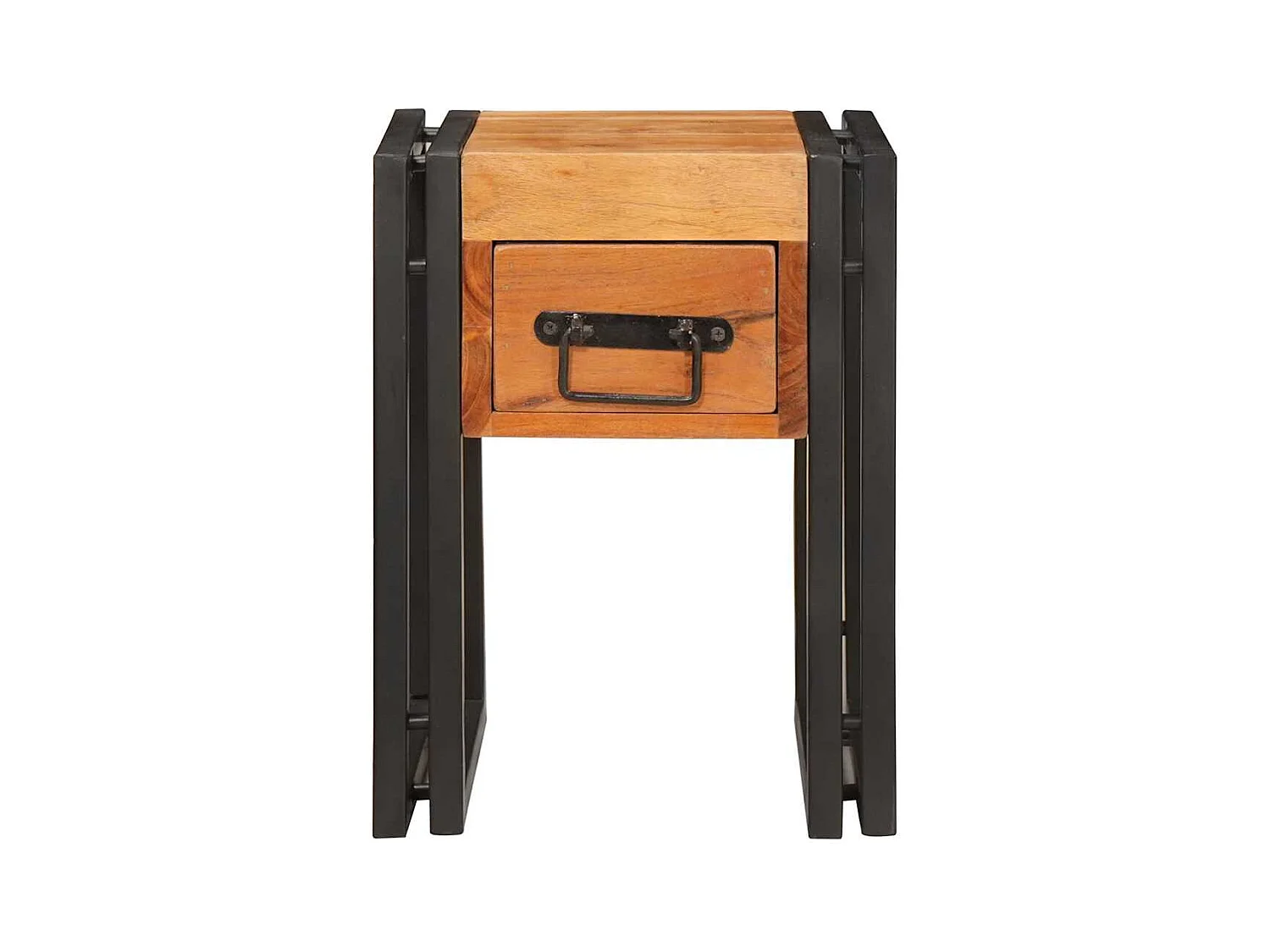 Tavolino laterale 30 x 30 x 40 cm Legno massello di acacia e metallo