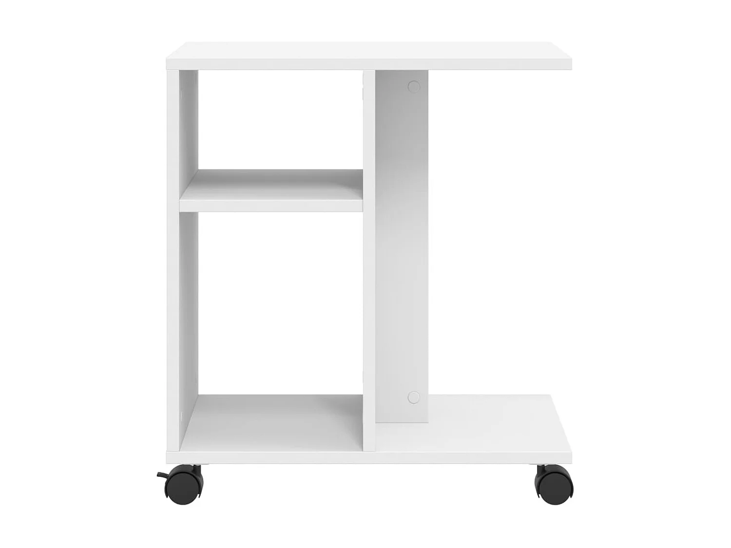 Tavolino laterale con ruote bianco 50x30x55 cm in legno ingegnerizzato