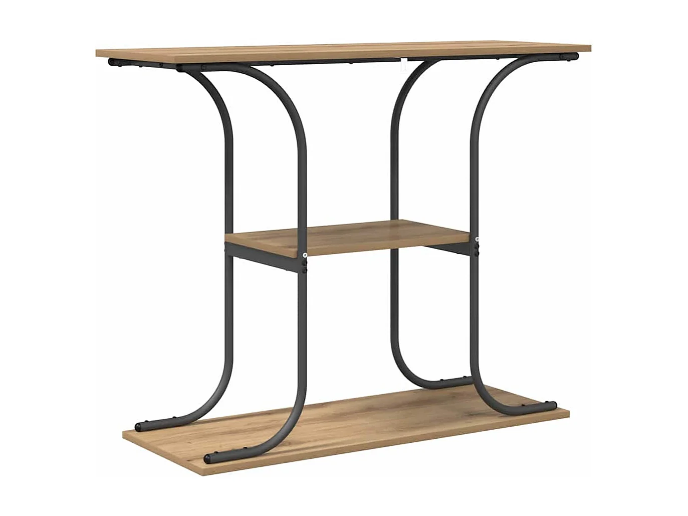 Consoletafel met plank, handgemaakt eikenhout, 101 x 35 x 80,5 cm