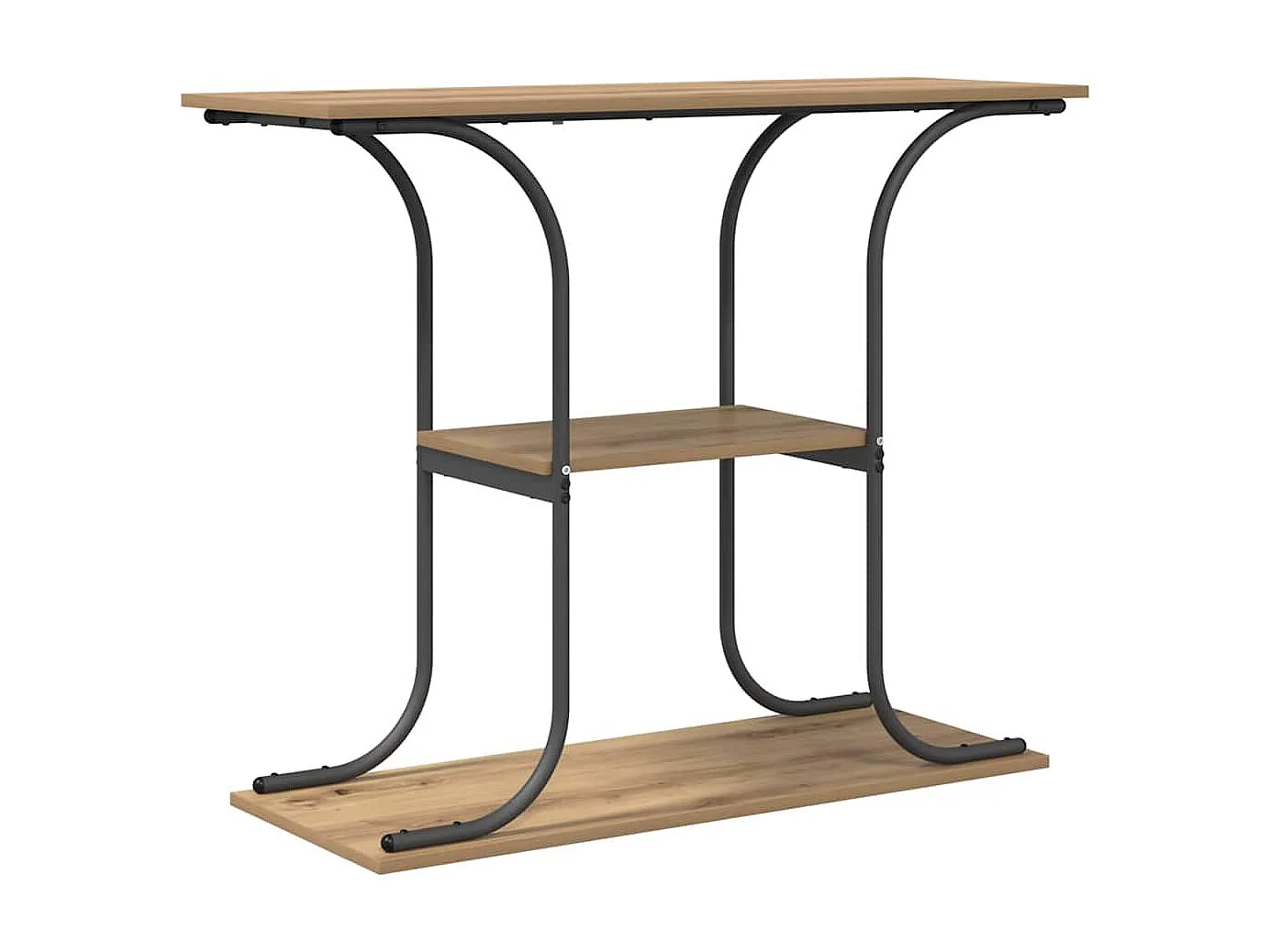 Tavolo consolle con ripiano, rovere lavorato a mano, 101 x 35 x 80,5 cm