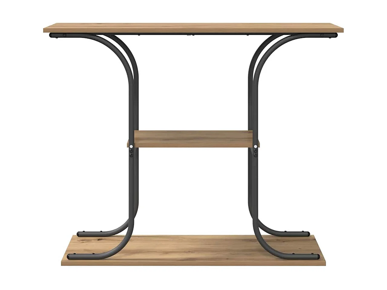 Tavolo consolle con ripiano, rovere lavorato a mano, 101 x 35 x 80,5 cm