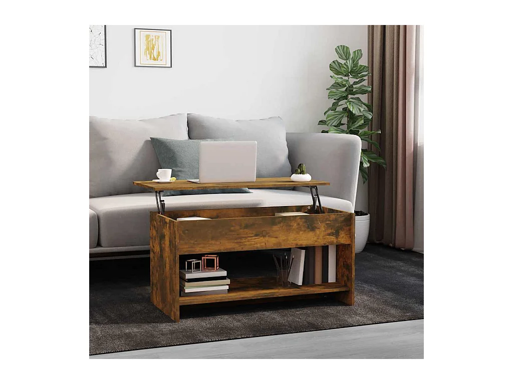 Table basse Chêne fumé 102x50x52,5 cm Bois d'ingénierie