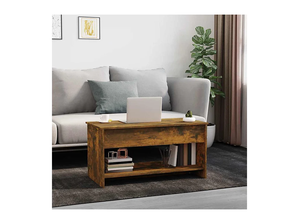 Table basse Chêne fumé 102x50x52,5 cm Bois d'ingénierie