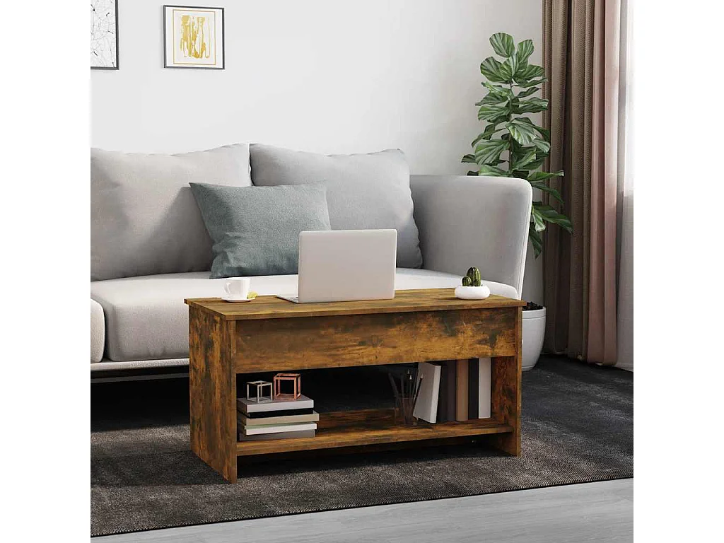 Table basse Chêne fumé 102x50x52,5 cm Bois d'ingénierie