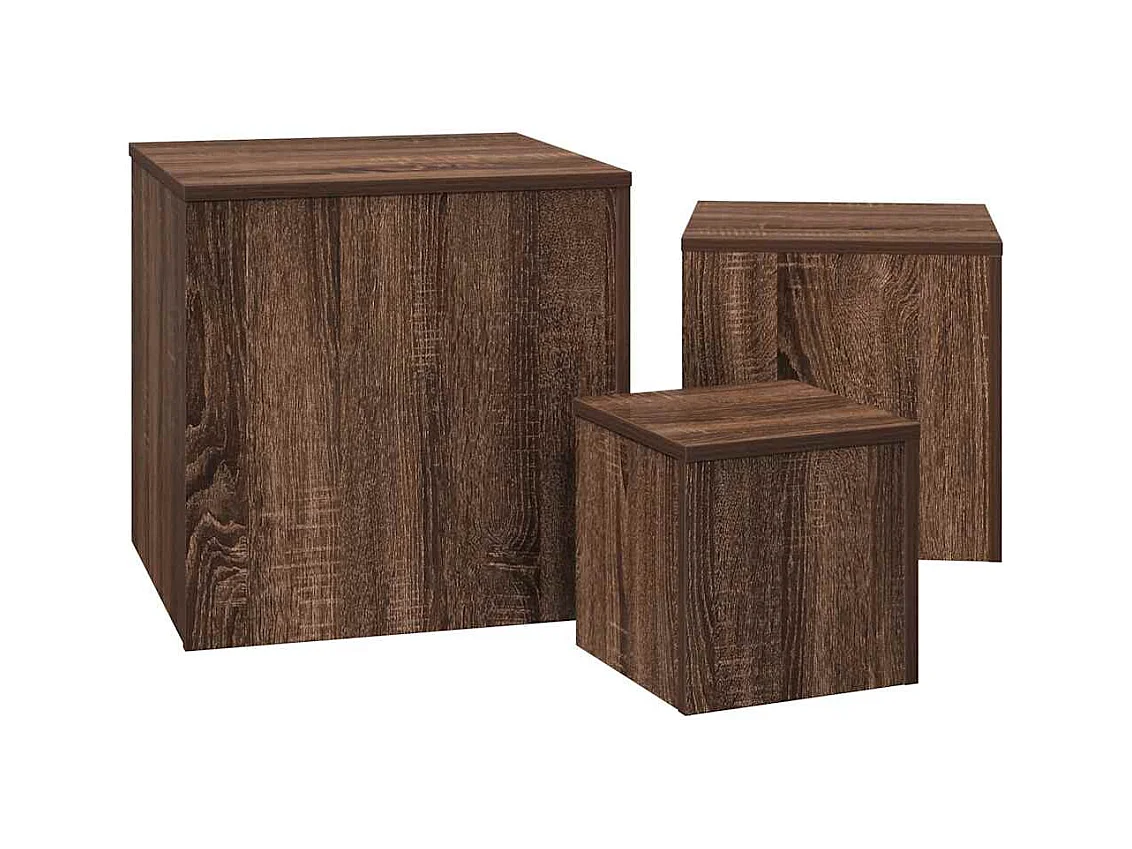 mesas auxiliares de madera de ingeniería de roble marrón