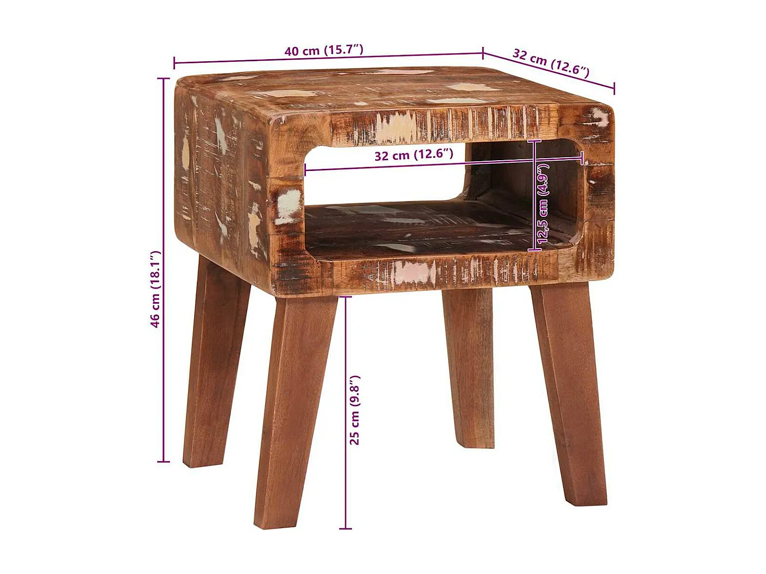 Tables d'appoint Multicolore bois de récupération massif