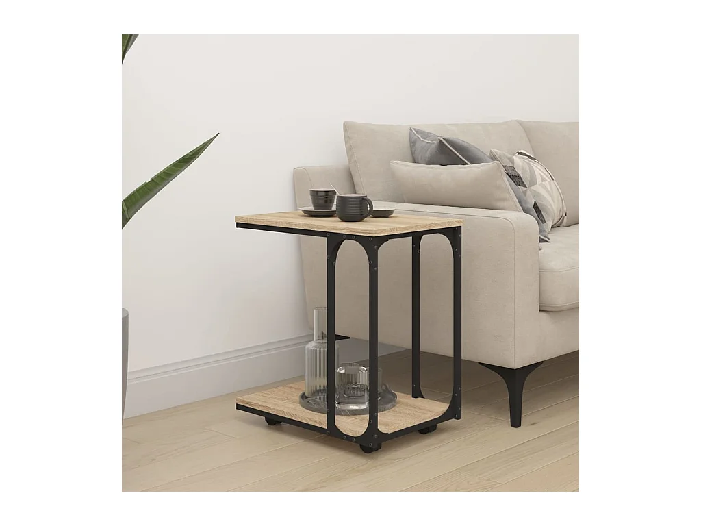 Bijzettafel met wielen Sonoma eiken 50x35x55,5 cm