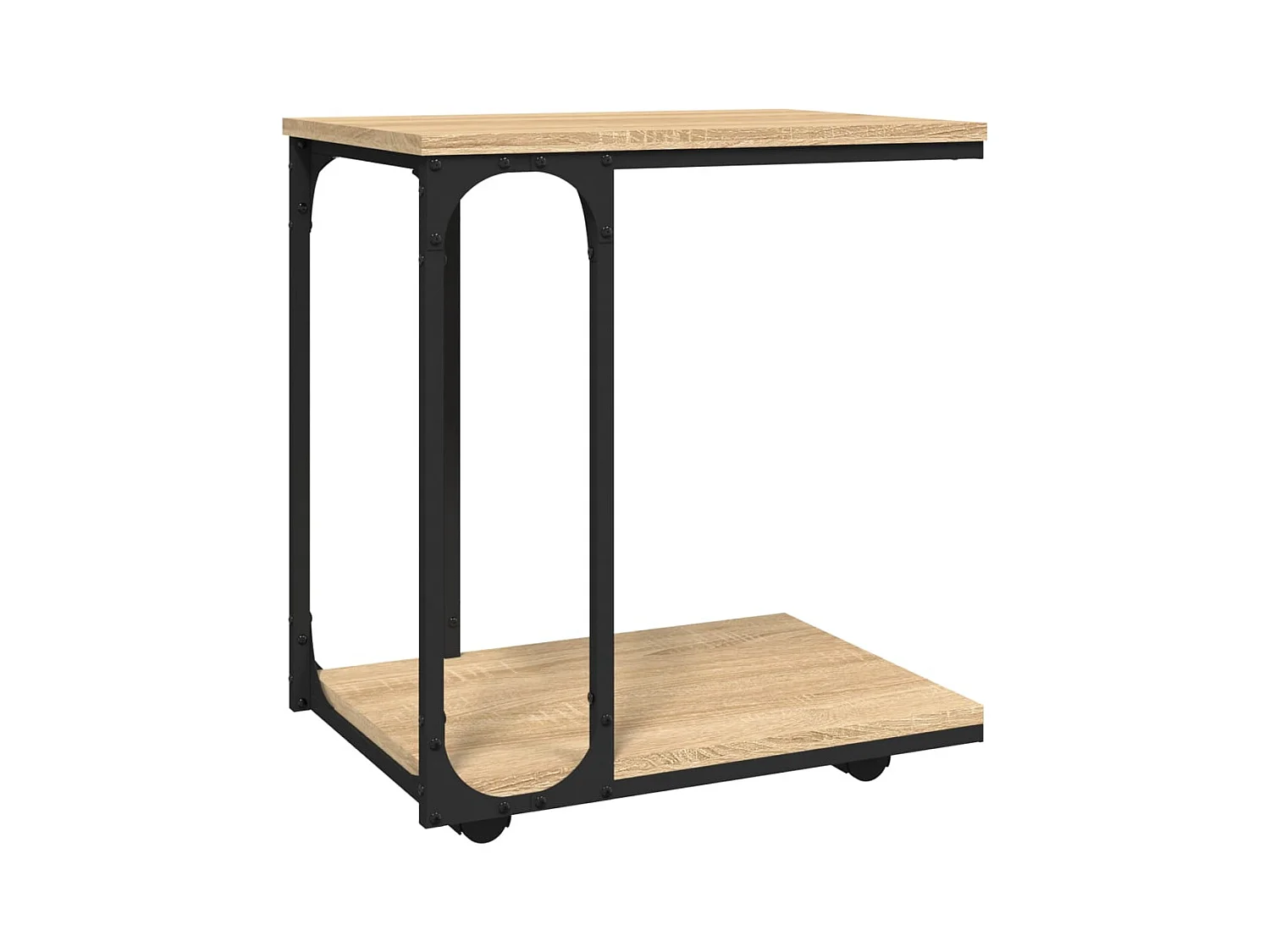 Bijzettafel met wielen Sonoma eiken 50x35x55,5 cm