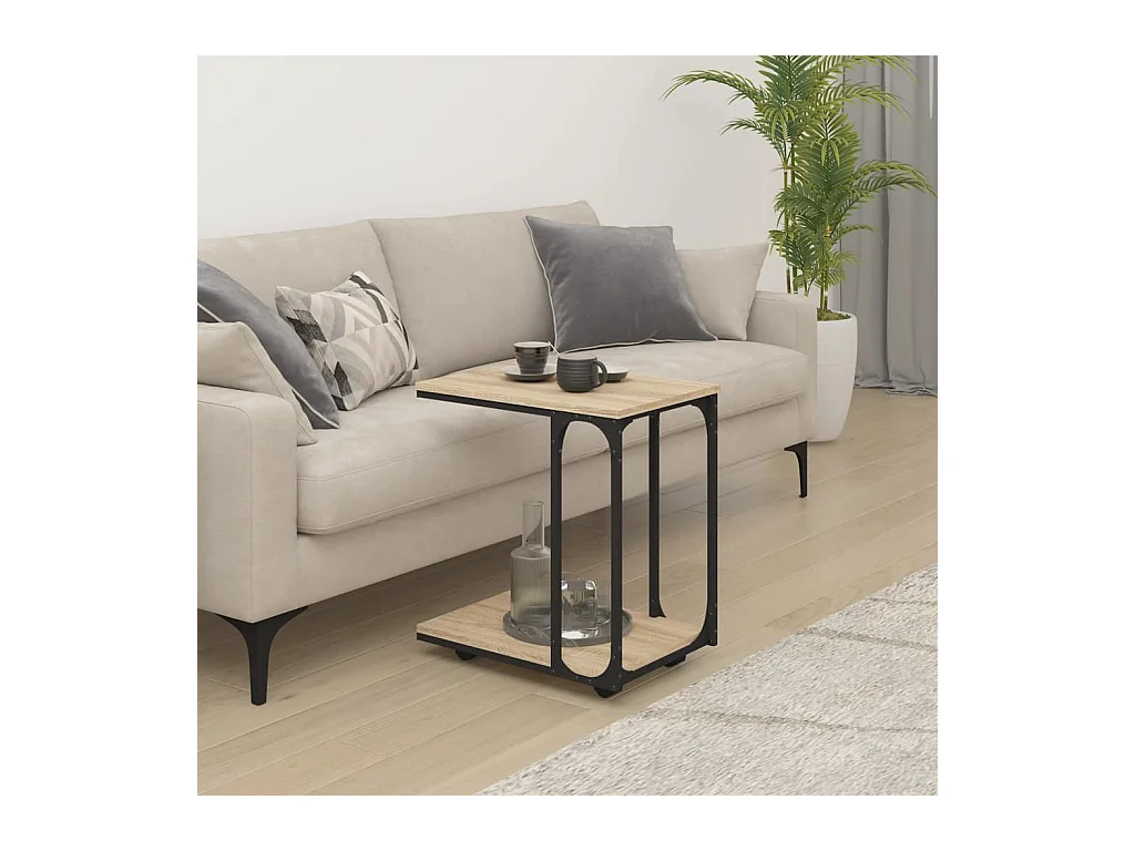 Bijzettafel met wielen Sonoma eiken 50x35x55,5 cm