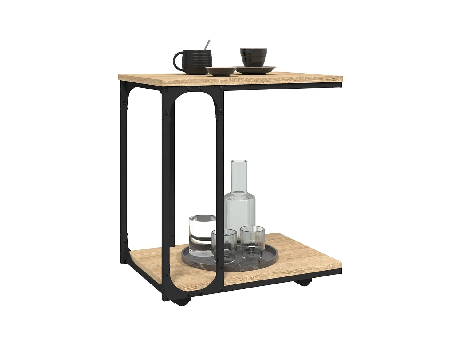Bijzettafel met wielen Sonoma eiken 50x35x55,5 cm