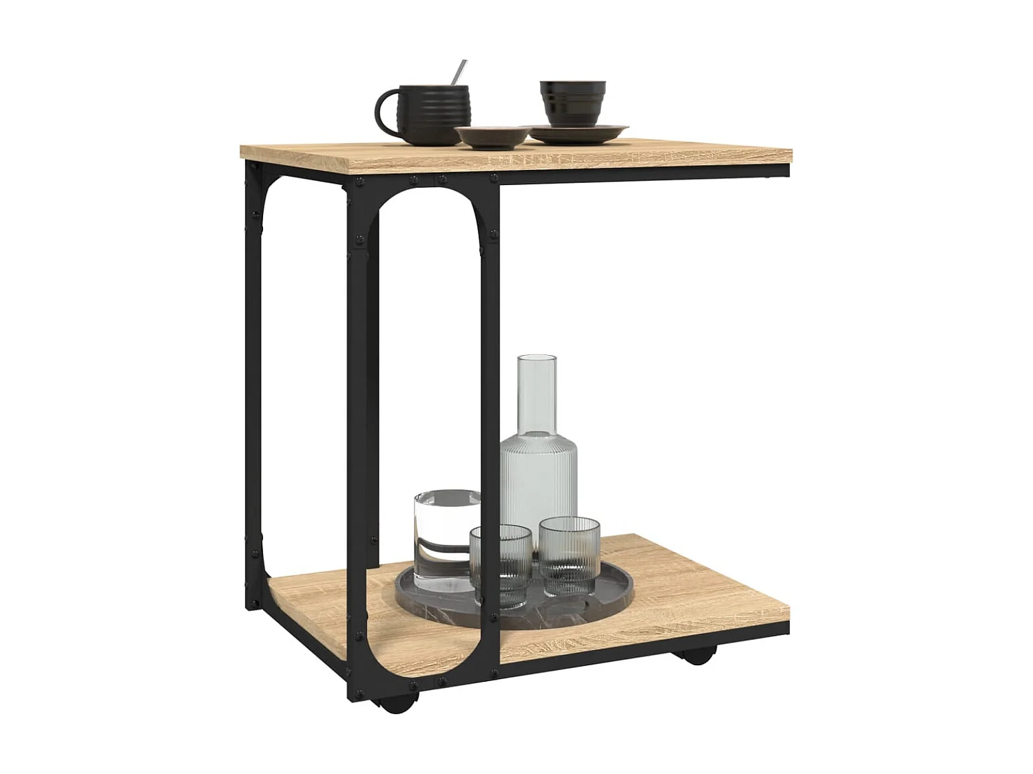 Mesa auxiliar con ruedas roble Sonoma 50x35x55,5 cm