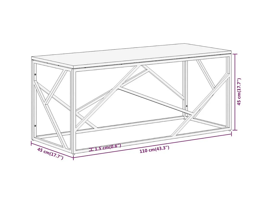Zilveren salontafel van roestvrij staal en massief larikshout