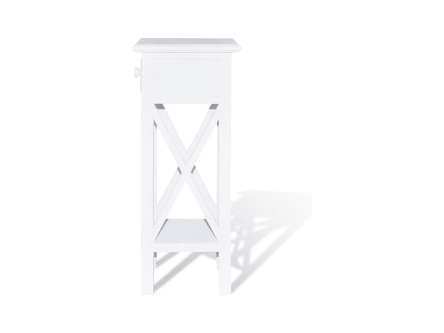 Mesa auxiliar blanca con cajón