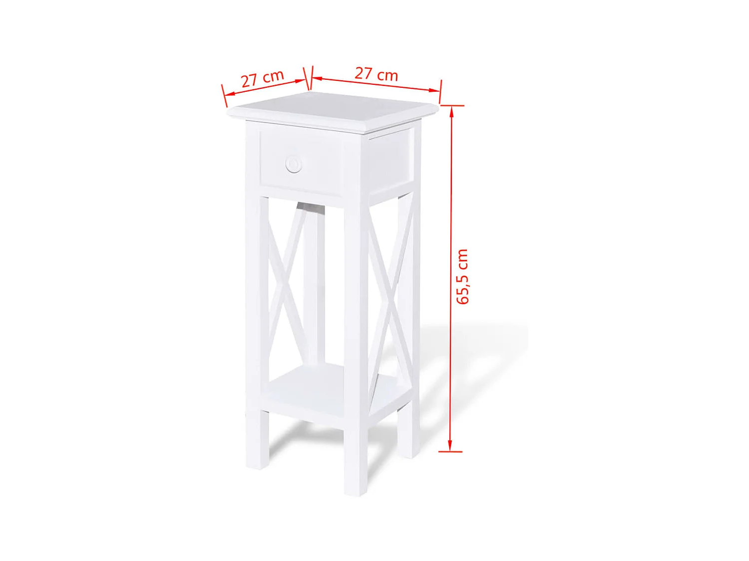 Mesa auxiliar blanca con cajón