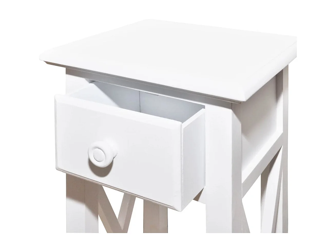 Mesa auxiliar blanca con cajón