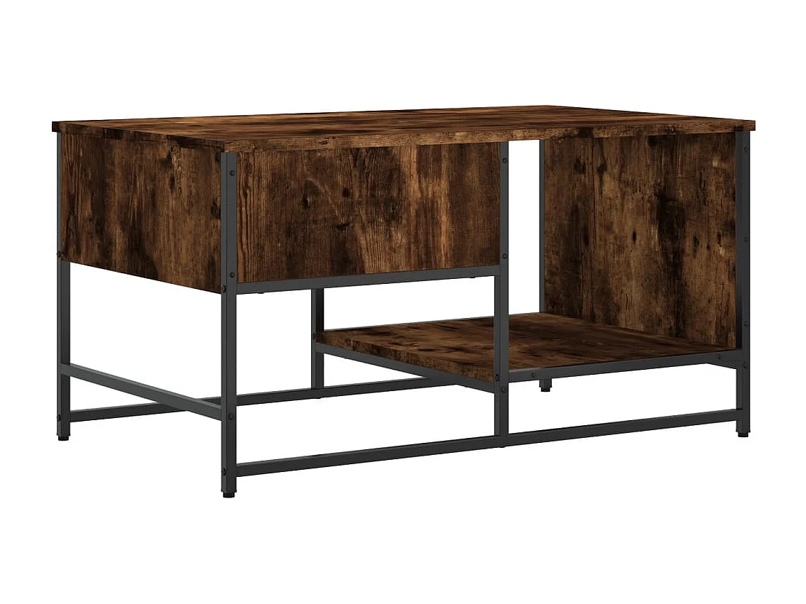 Gerookte eiken salontafel 85,5x51x45 cm bewerkt hout