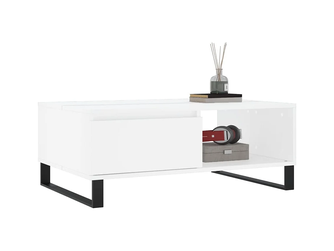 Mesa de centro blanca 90x60x35 cm madera de ingeniería