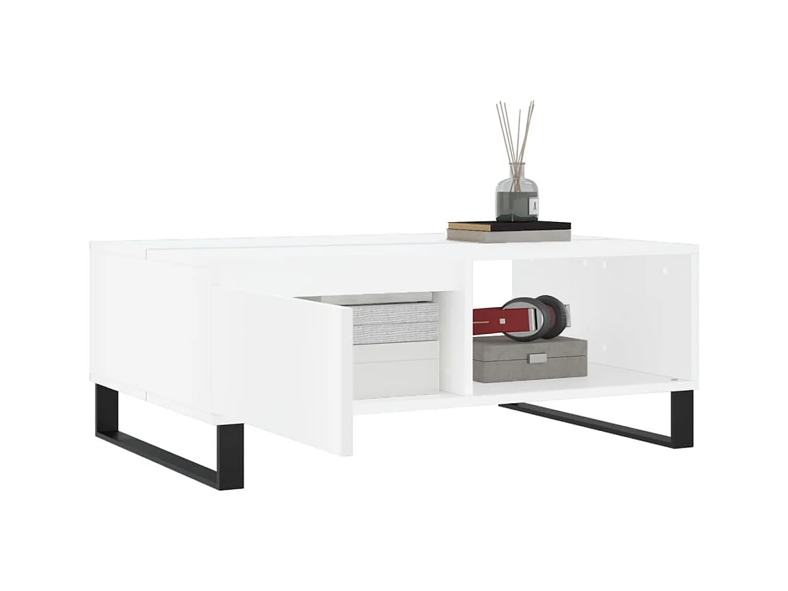 Mesa de centro blanca 90x60x35 cm madera de ingeniería