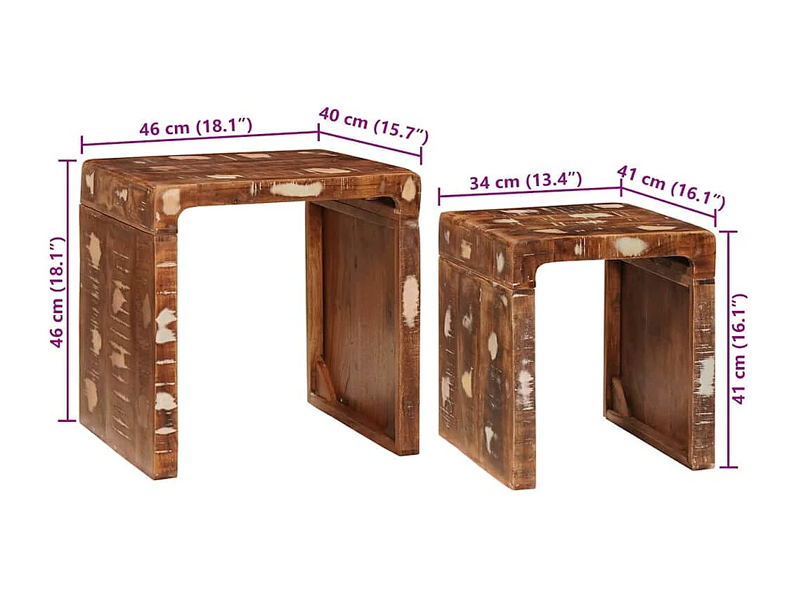 Tables d'appoint Multicolore bois de récupération massif