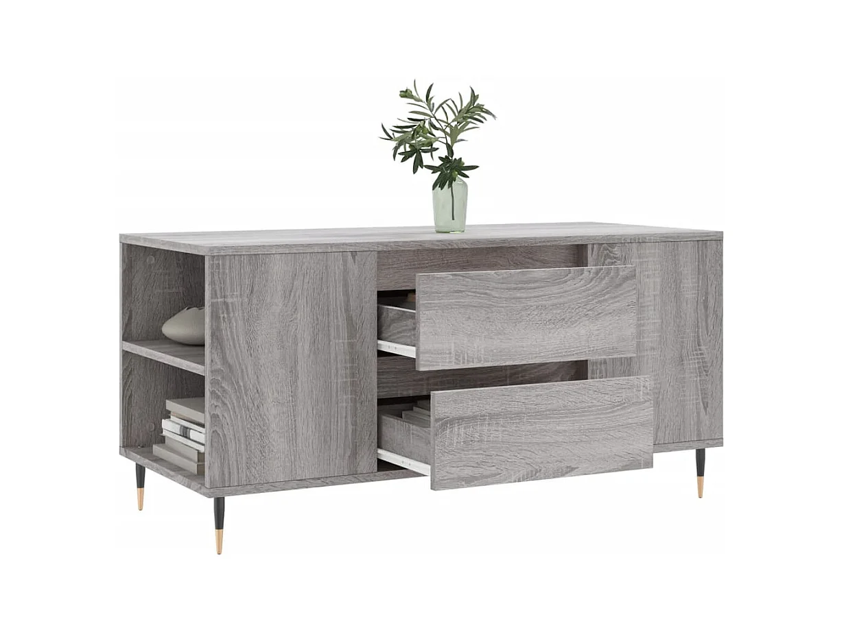 Sonoma salontafel grijs 102x44,5x50 cm bewerkt hout