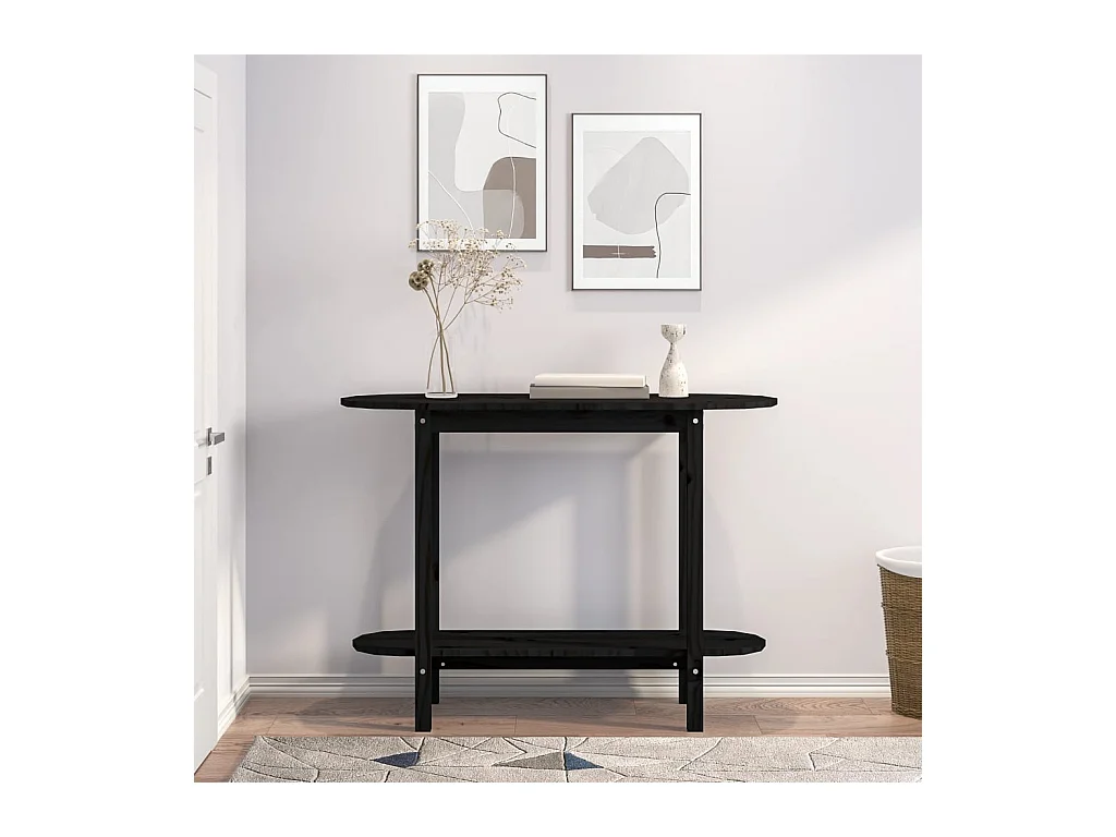Consoletafel Zwart 110x40x80 cm Massief grenenhout