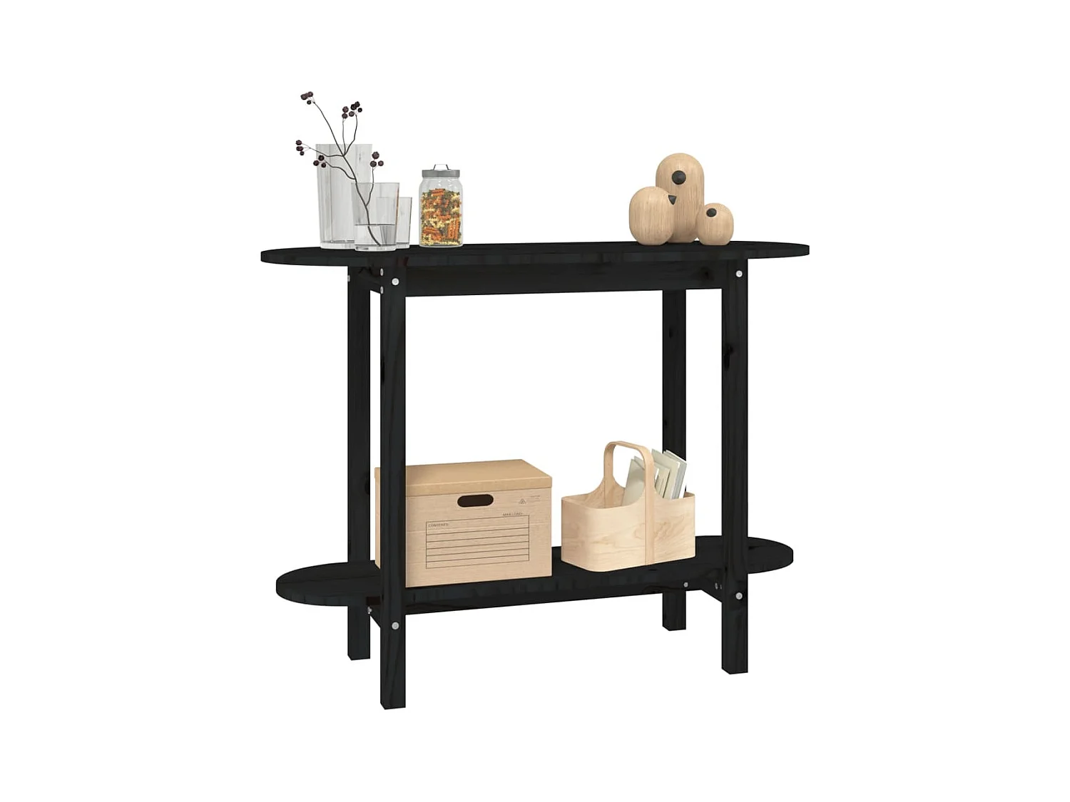 Consoletafel Zwart 110x40x80 cm Massief grenenhout