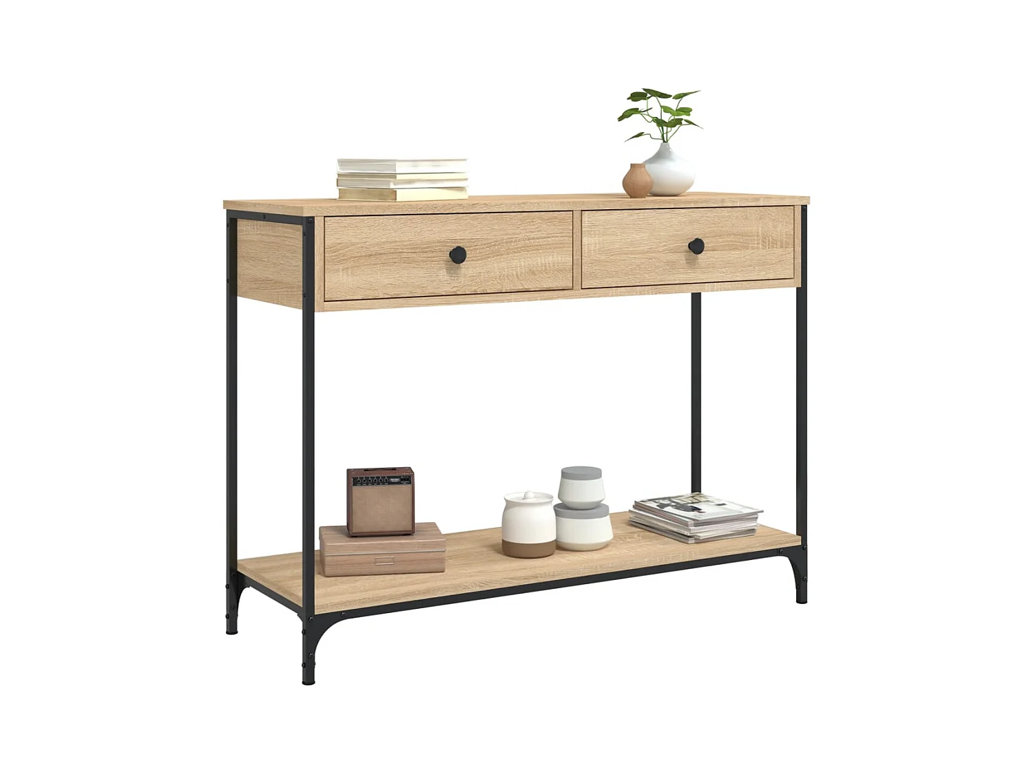 Table console chêne sonoma 100x34,5x75 cm bois d'ingénierie